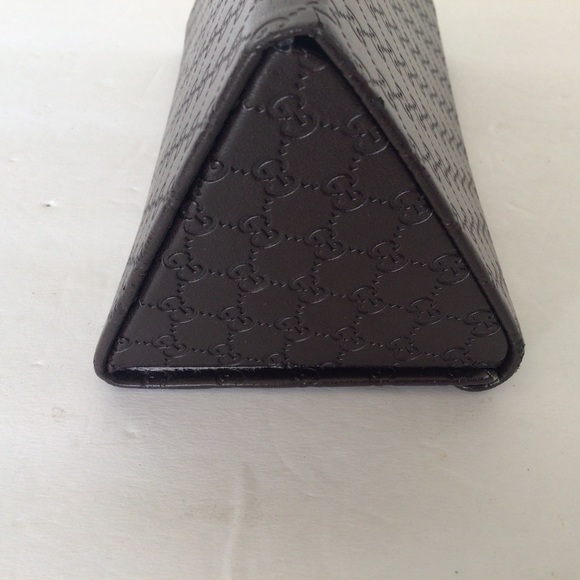GUCCI BROWN MONOGRAM LEATHER GLASSES CASE - Picture 8 of 16